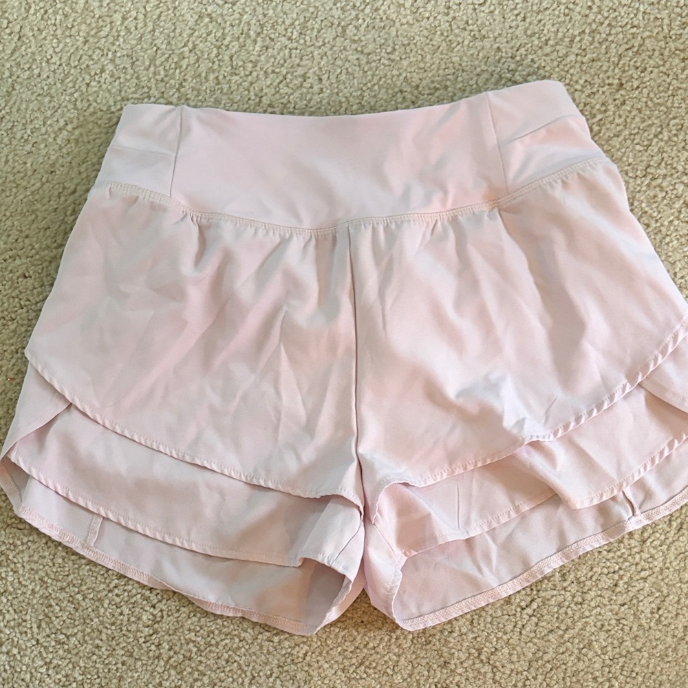 Light Pink Layered Athletic Shorts for Women
